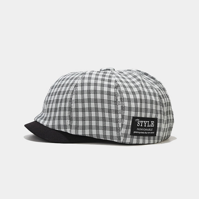 Wholesale Cotton Vintage Plaid Patch Octagonal Hat